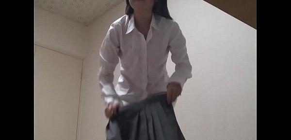  Japanese schoolgirl takes off her panties and wearing uniforms